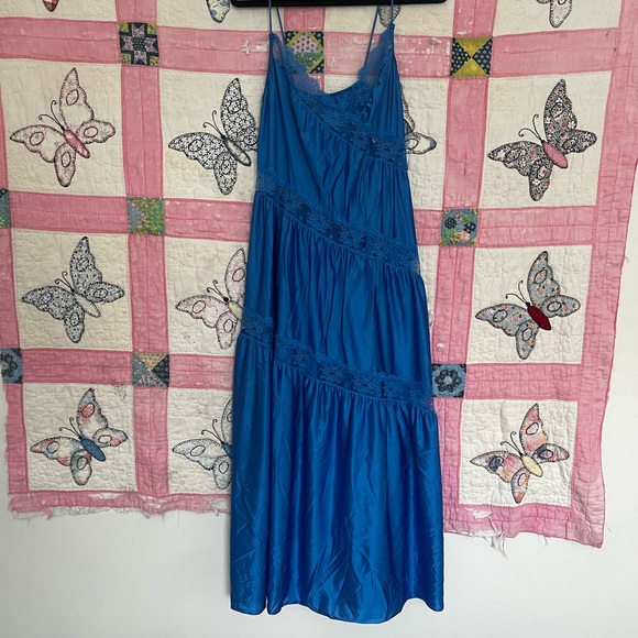 Vintage Royal Blue Maxi Skirt with Lace Trim Carrie Bradshaw - Picture 8 of 8